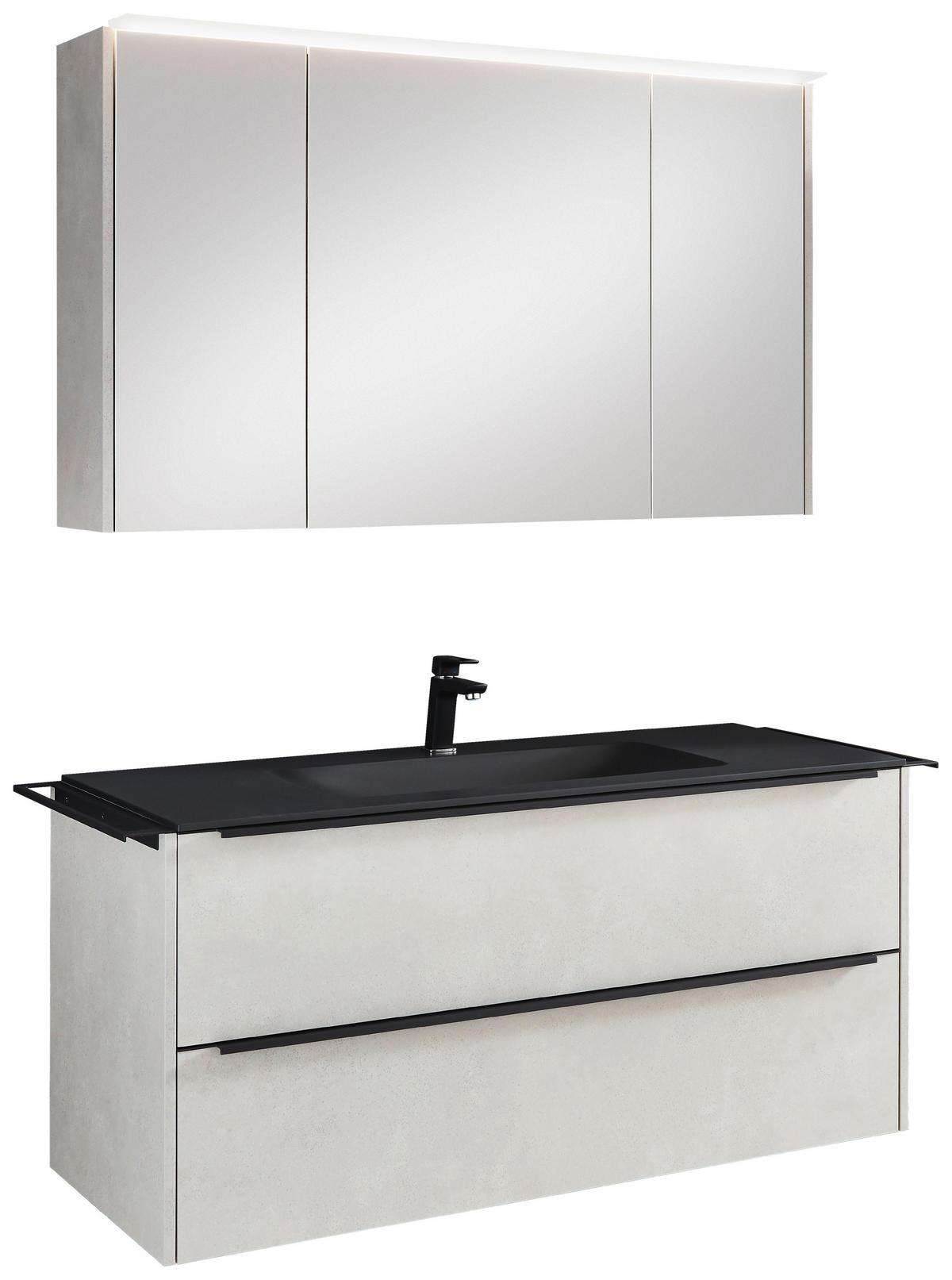 BADEZIMMER  in 120 cm  - Sandfarben/Schwarz, MODERN, Glas/Keramik (120cm) - Celina Home