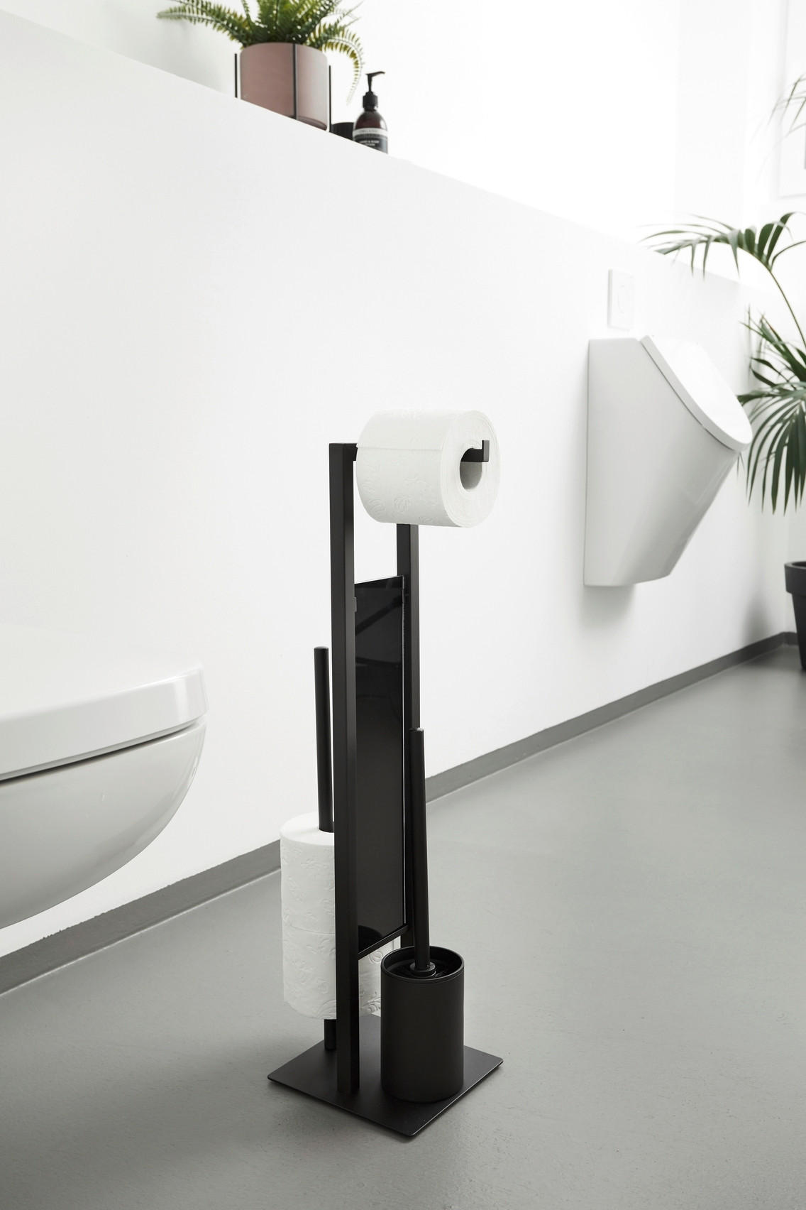 WC-BÜRSTENKOMBINATION - Schwarz, Basics, Glas/Kunststoff (18/70/23cm) - Wenko