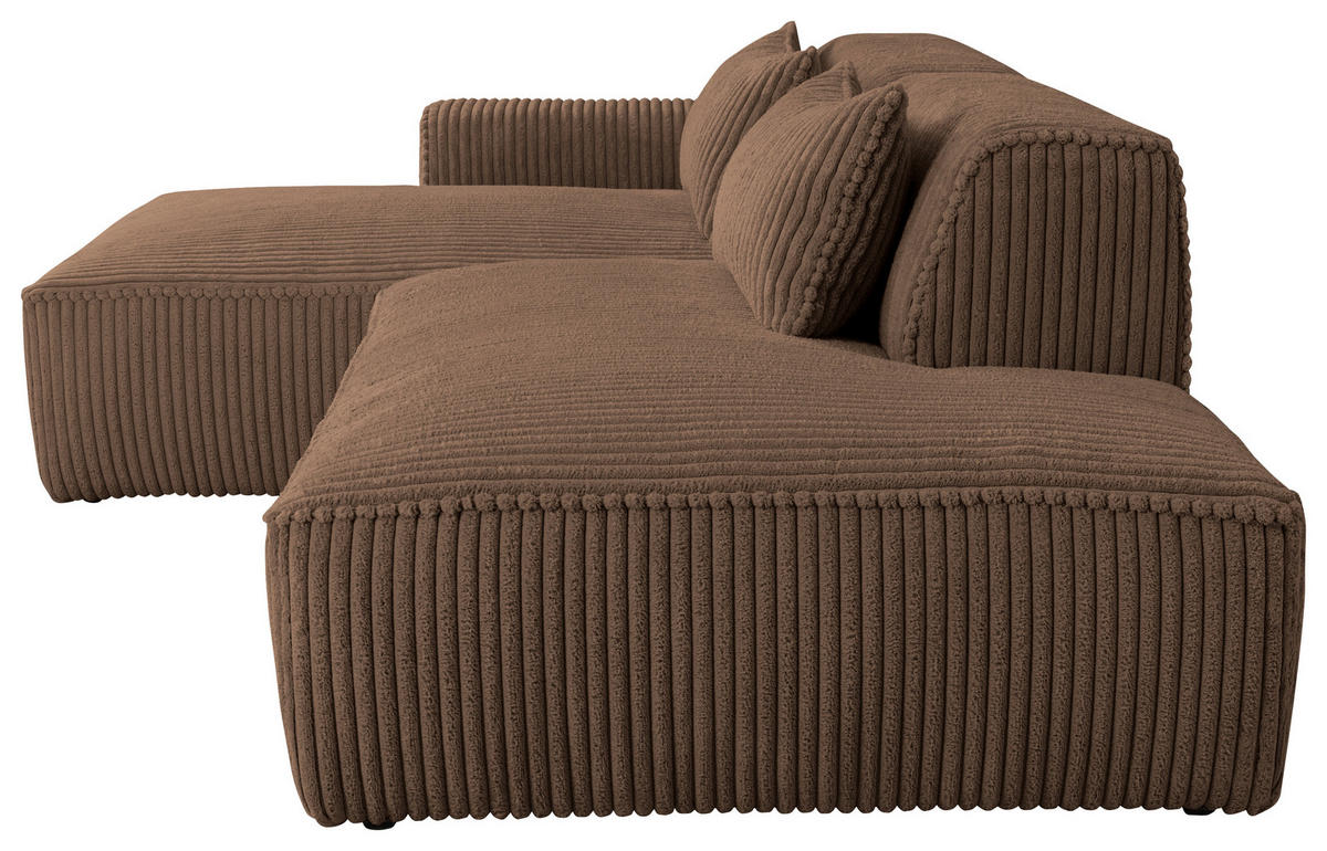 ECKSOFA BILLUND Braun Cord Nierenkissen  - Schwarz/Braun, KONVENTIONELL, Kunststoff/Textil (294/165cm) - Livetastic