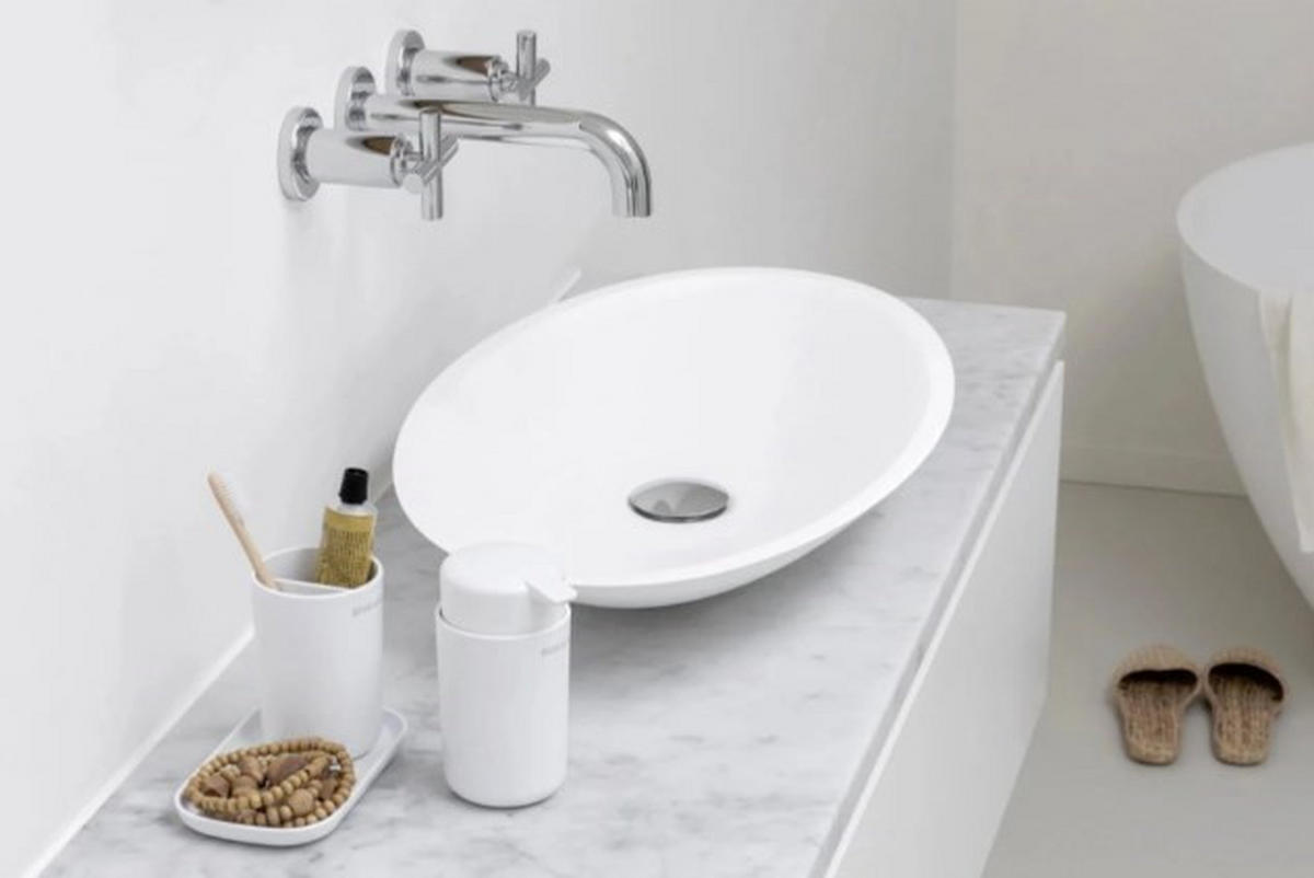 Handfatsset plast  - vit, Basics, plast (16,8/14,9/9,7cm) - Brabantia