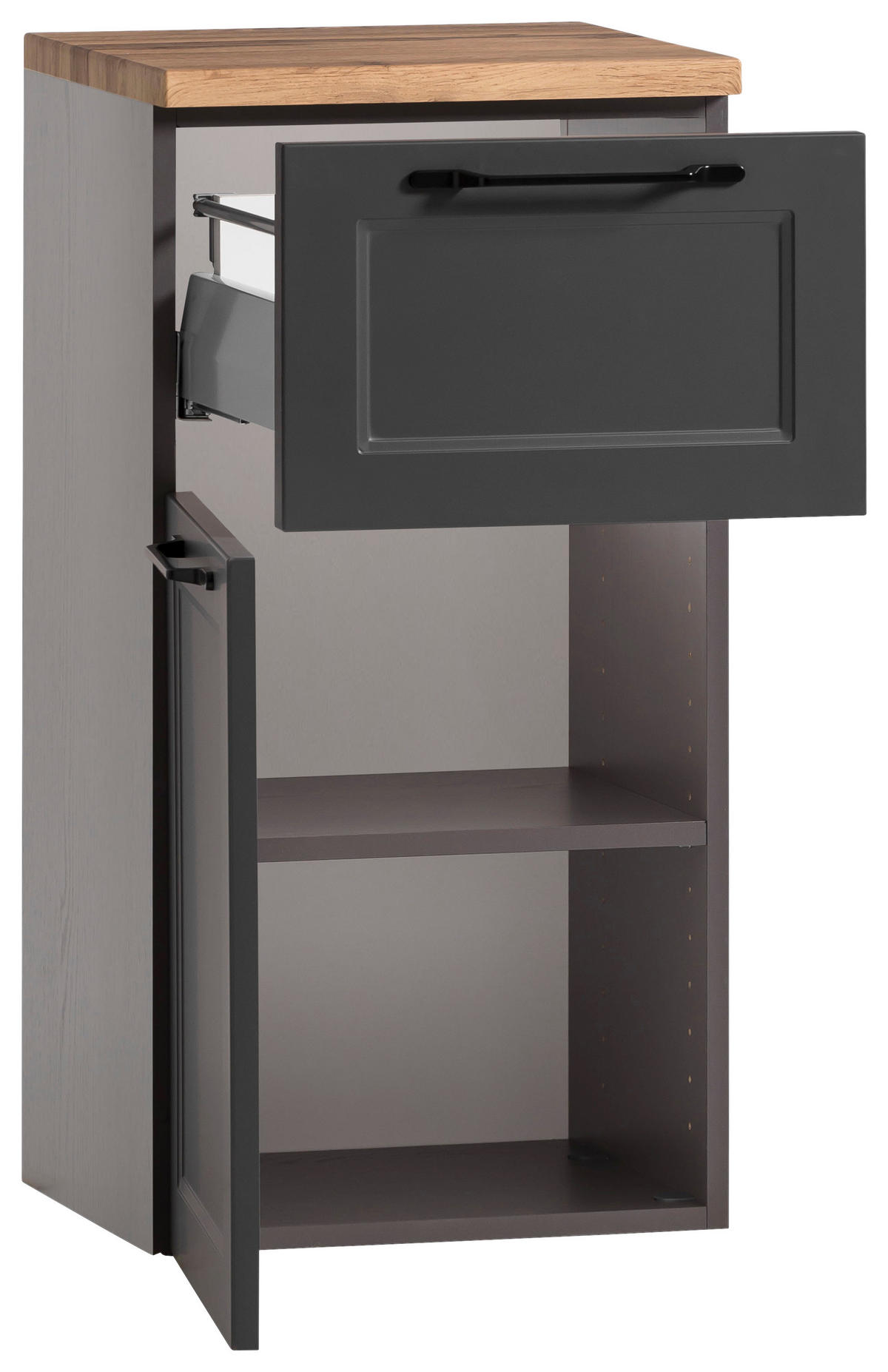 UNTERSCHRANK 40/84/35 cm   - Eiche Wotan/Schwarz, KONVENTIONELL, Holzwerkstoff/Kunststoff (40/84/35cm) - Xora