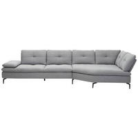 ECKSOFA in Flachgewebe Hellgrau  - Hellgrau/Schwarz, Design, Textil/Metall (344/159cm) - Chilliano