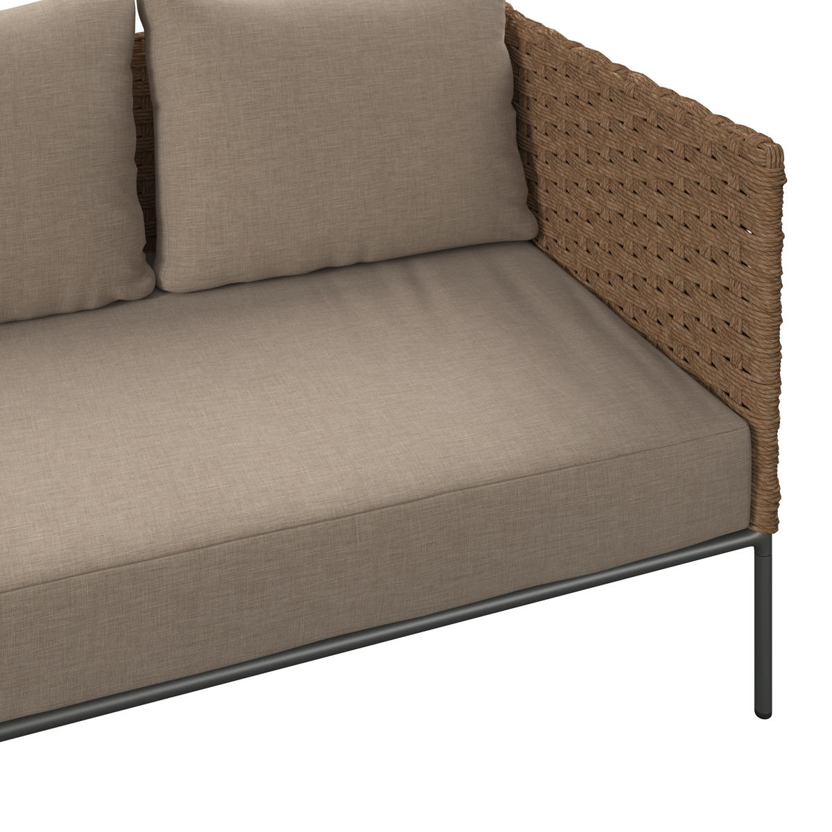 LOUNGEGARNITUR   Akazie vollmassiv Stahl  - Beige/Gelb, MODERN, Holz/Kunststoff - Beldano