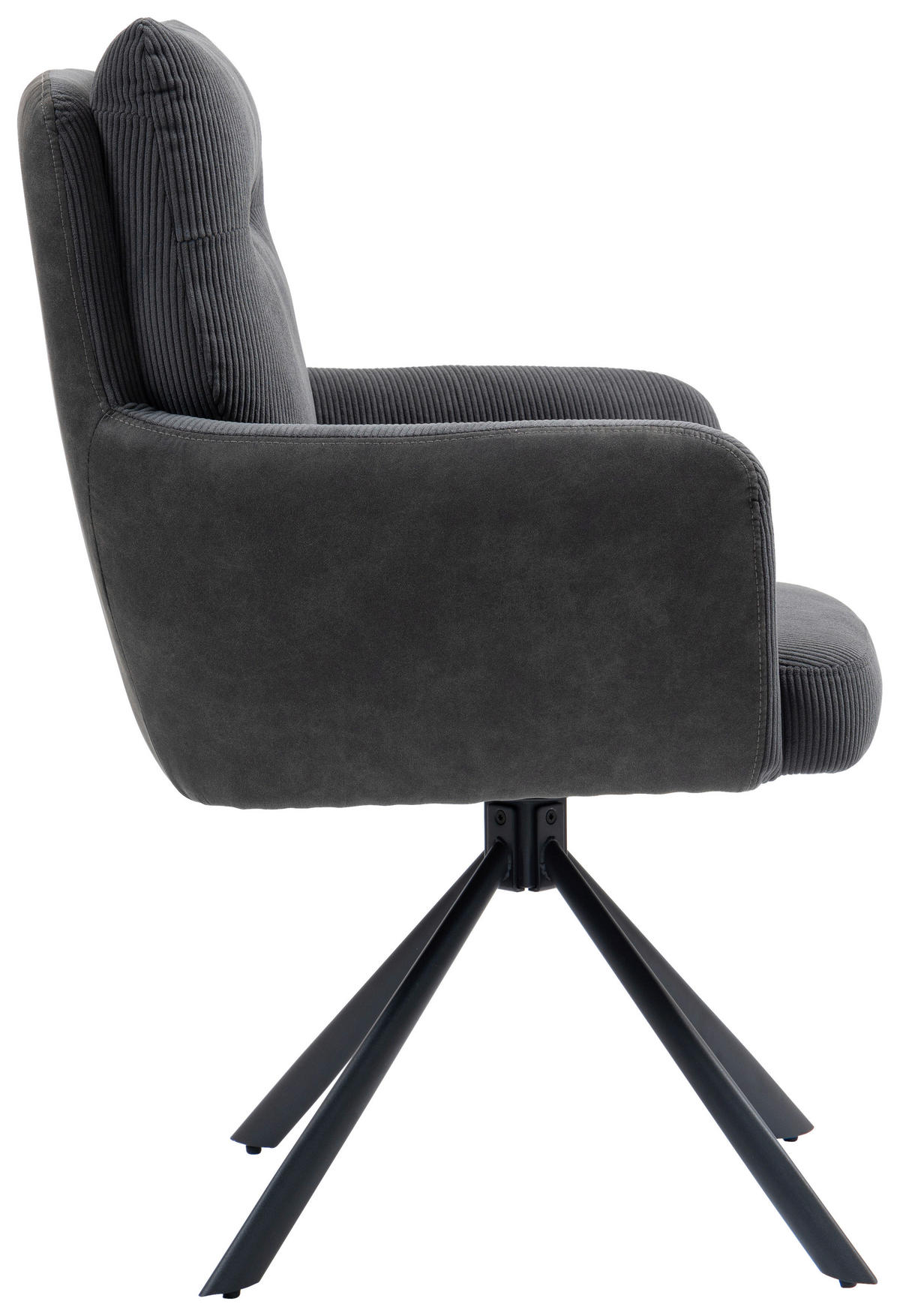 ARMLEHNSTUHL  in Eisen Cord  - Anthrazit/Schwarz, KONVENTIONELL, Textil/Metall (60/95/67cm) - MID.YOU