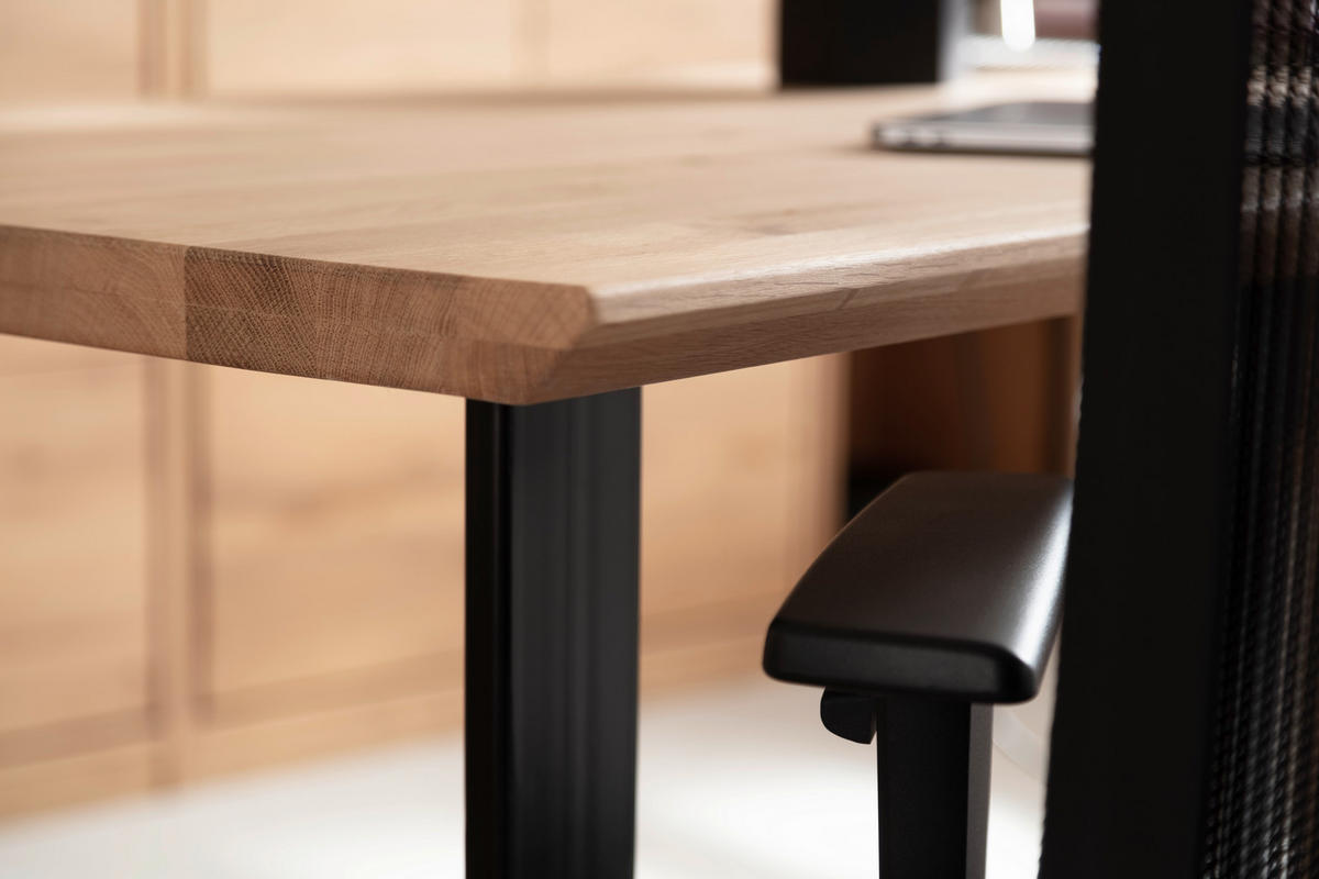SCHREIBTISCH 180/80/76 cm  in  - Schwarz, KONVENTIONELL, Holz/Metall (180/80/76cm) - Linea Natura