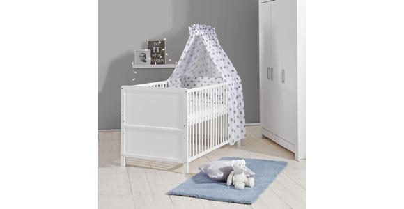 GITTERBETT-KOMPLETTSET STAR 144,5/74,5/82 cm  - Weiß/Grau, LIFESTYLE, Holz/Textil (144,5/74,5/82cm) - My Baby Lou