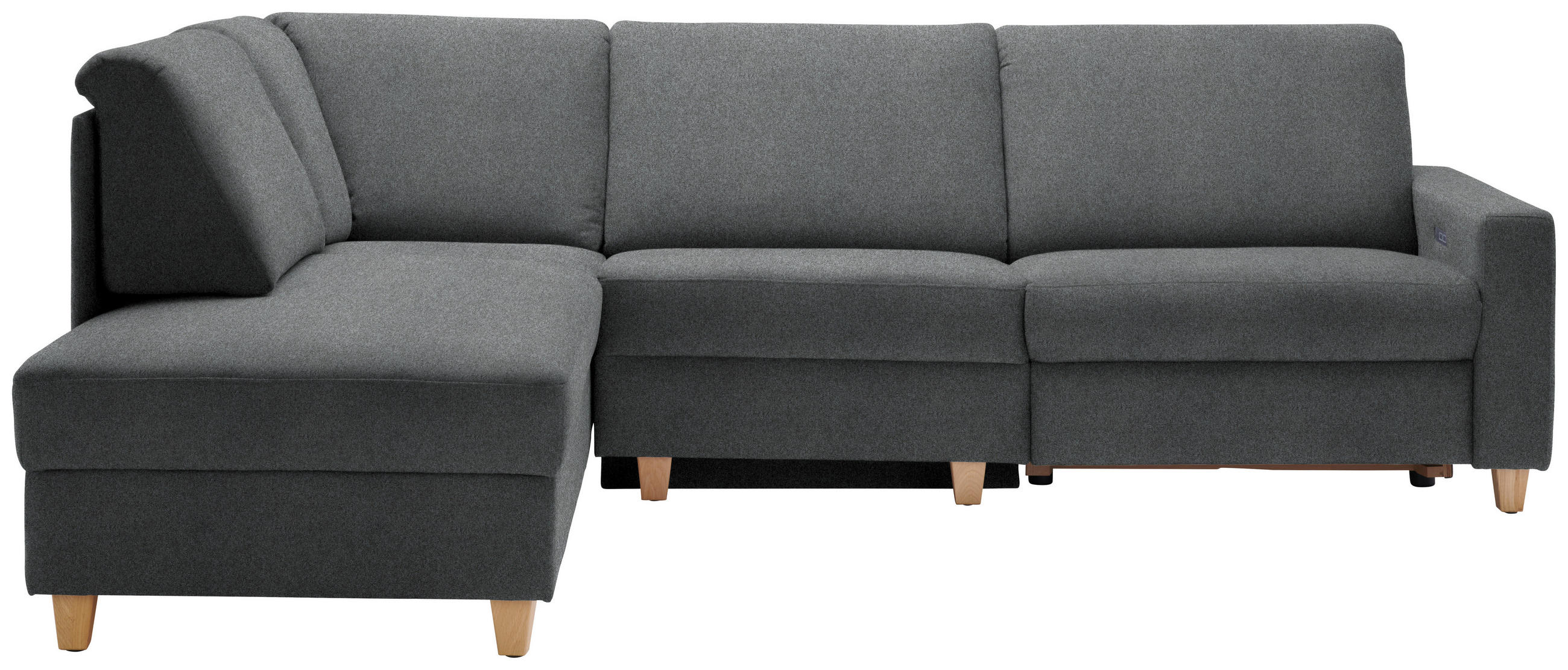 ECKSOFA in Flachgewebe Anthrazit  203/261 cm  - Eichefarben/Anthrazit, KONVENTIONELL, Holz/Textil (203/261cm) - Sedda