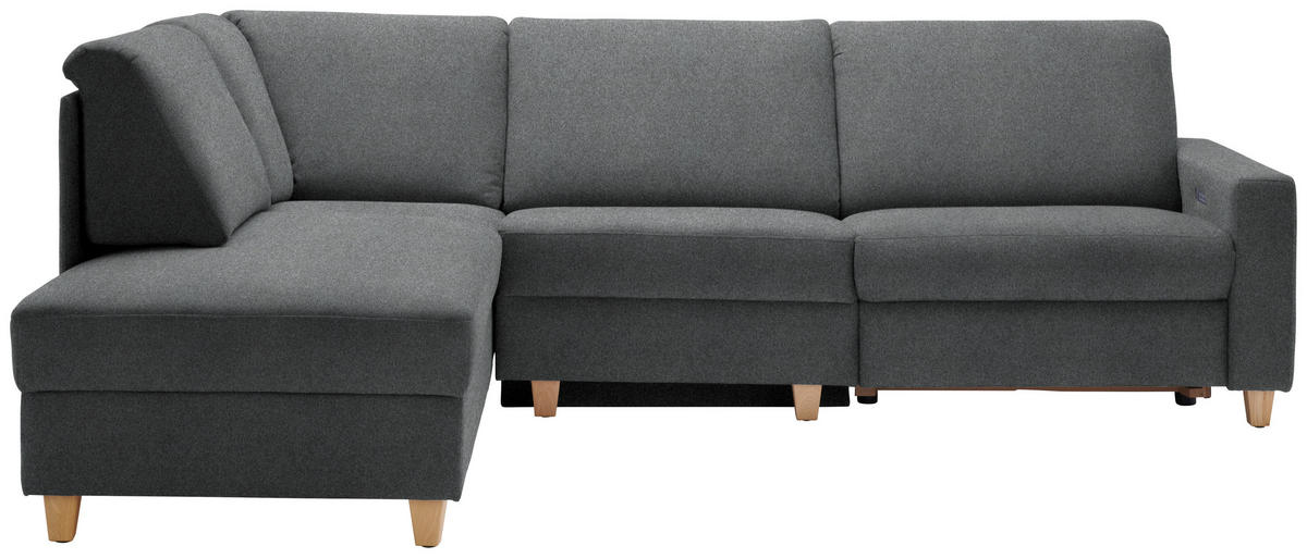 ECKSOFA in Flachgewebe Anthrazit  203/261 cm  - Eichefarben/Anthrazit, KONVENTIONELL, Holz/Textil (203/261cm) - Sedda