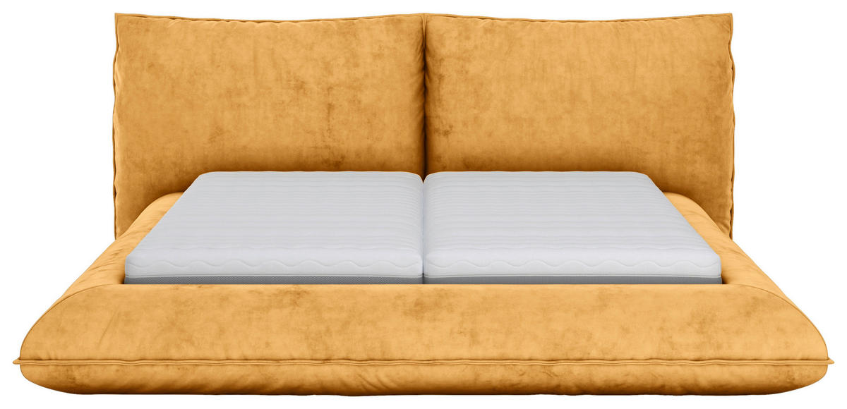 POLSTERBETT 160/200 cm,  in Gelb,  - Gelb/Schwarz, Design, Textil/Metall (160/200cm) - Belluti