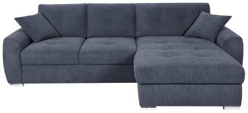 ECKSOFA in Mikrofaser Blau  - Chromfarben/Blau, Modern, Kunststoff/Textil (276/193cm) - Hom`in