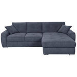 ECKSOFA in Mikrofaser Blau  - Chromfarben/Blau, MODERN, Kunststoff/Textil (276/193cm) - Hom`in