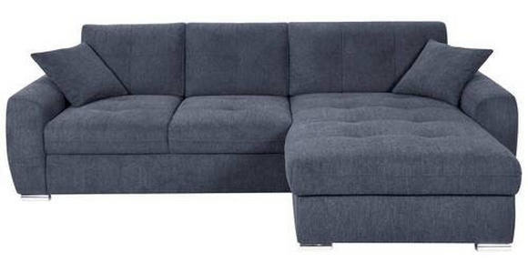 ECKSOFA in Mikrofaser Blau  - Chromfarben/Blau, MODERN, Kunststoff/Textil (276/193cm) - Hom`in