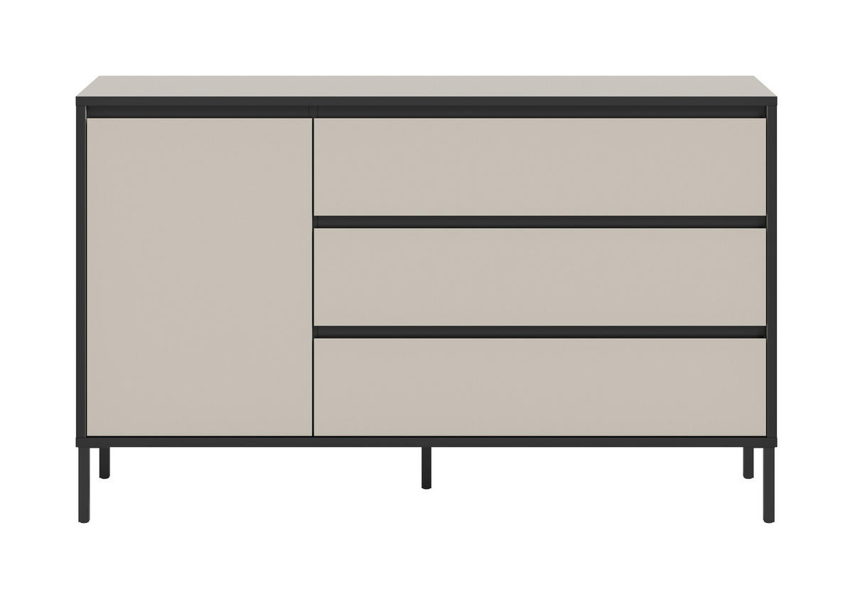 SIDEBOARD  in 136/83/38 cm  - Kaschmir/Schwarz, Design, Holzwerkstoff/Metall (136/83/38cm) - Livetastic