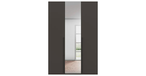 DREHTÜRENSCHRANK 151/235/61 cm,  in Graphitfarben, 3-türig  - Chromfarben/Schwarz, Basics, Glas/Holzwerkstoff (151/235/61cm) - Novel