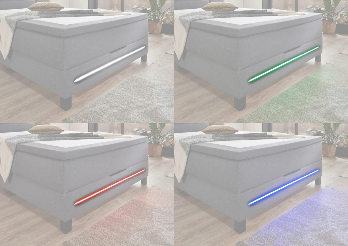 BOXSPRINGBETT 140/200 cm  in Grau  - Schwarz/Grau, Design, Kunststoff/Textil (140/200cm) - Boxxx