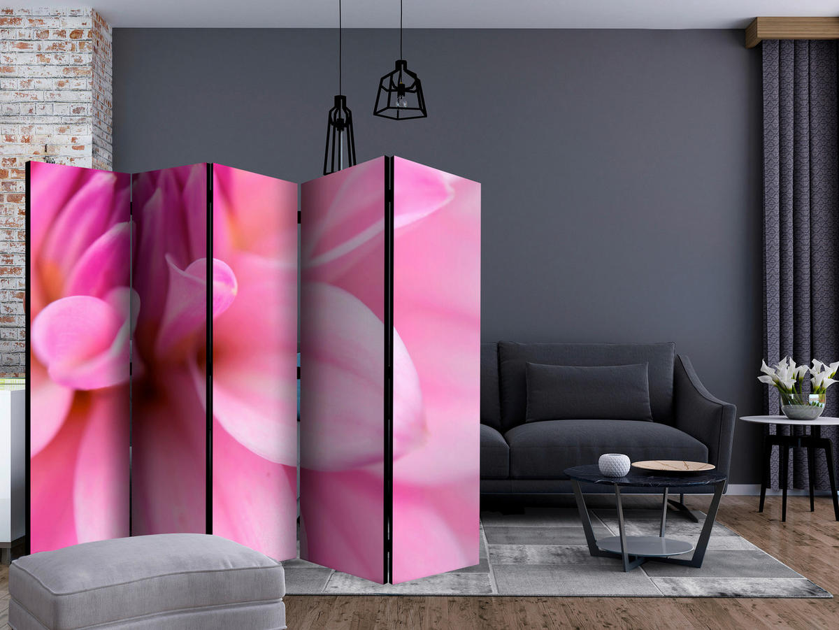 PARAVENT mit 5  Flügel - Pink, Basics, Holz/Textil (225/172/3cm) - artgeist