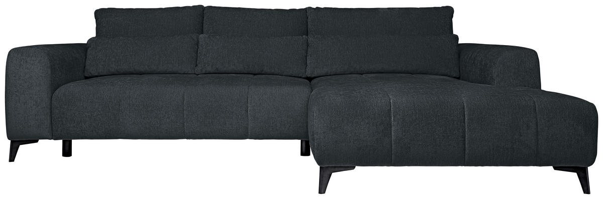 ECKSOFA  in Chenille Dunkelgrau  279/222 cm  - Dunkelgrau/Schwarz, KONVENTIONELL, Kunststoff/Textil (279/222cm) - Hom`in