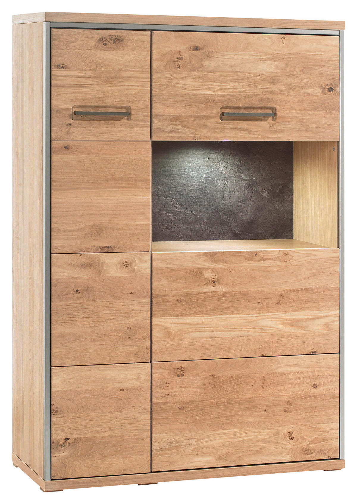 HIGHBOARD  in 94/136/39 cm  - Hellbraun/Edelstahlfarben, KONVENTIONELL, Glas/Holz (94/136/39cm) - Cantus