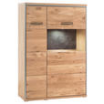 HIGHBOARD  in 94/136/39 cm  - Hellbraun/Edelstahlfarben, KONVENTIONELL, Glas/Holz (94/136/39cm) - Cantus