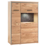 HIGHBOARD  in 94/136/39 cm  - Hellbraun/Edelstahlfarben, KONVENTIONELL, Glas/Holz (94/136/39cm) - Cantus