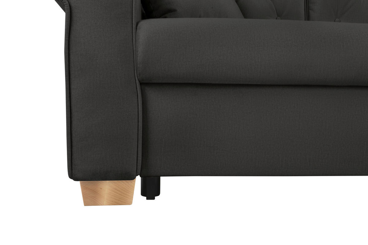 SCHLAFSOFA  mit Bettkasten erhältlich, Liegefunktion, Rücken echt, Armteil links, Armteil rechts Schwarz  - Buchefarben/Schwarz, Design, Holz/Textil (240/94/98cm) - MID.YOU