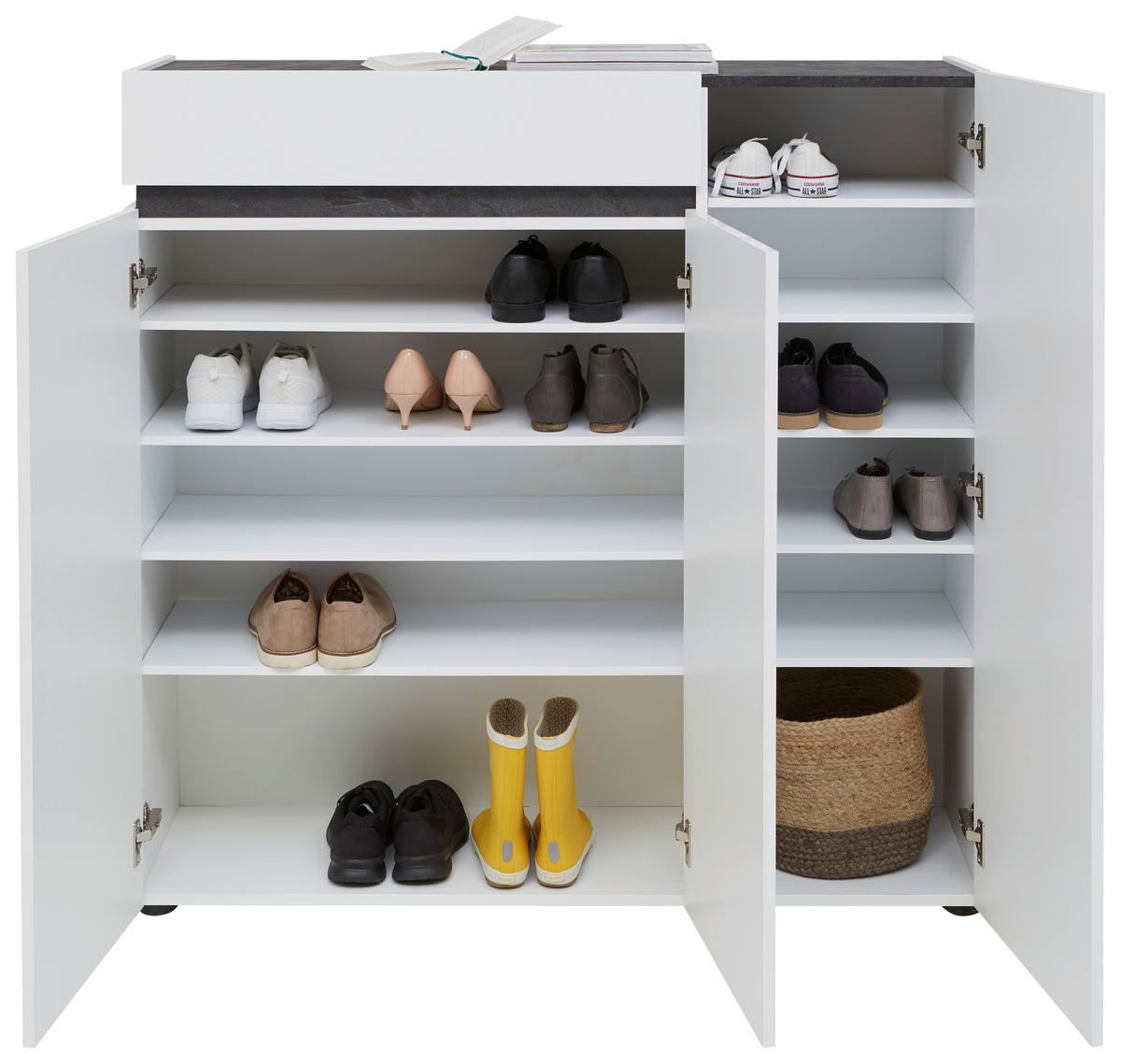 SKRINKA NA TOPÁNKY, antracitová, biela, 120/115/34 cm - čierna/biela, Design, kompozitné drevo/plast (120/115/34cm) - Voleo