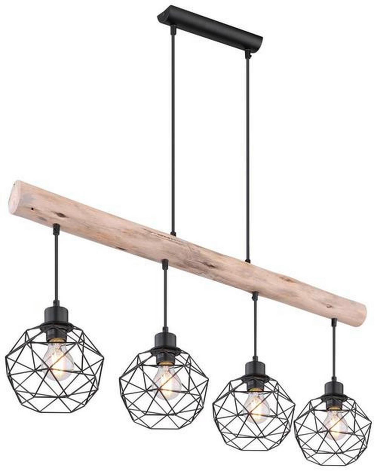 VISEČA SVETILKA    85/18 cm         60 W E27 - črna/naravne barve, Natur, kovina/les (85/18cm) - Globo