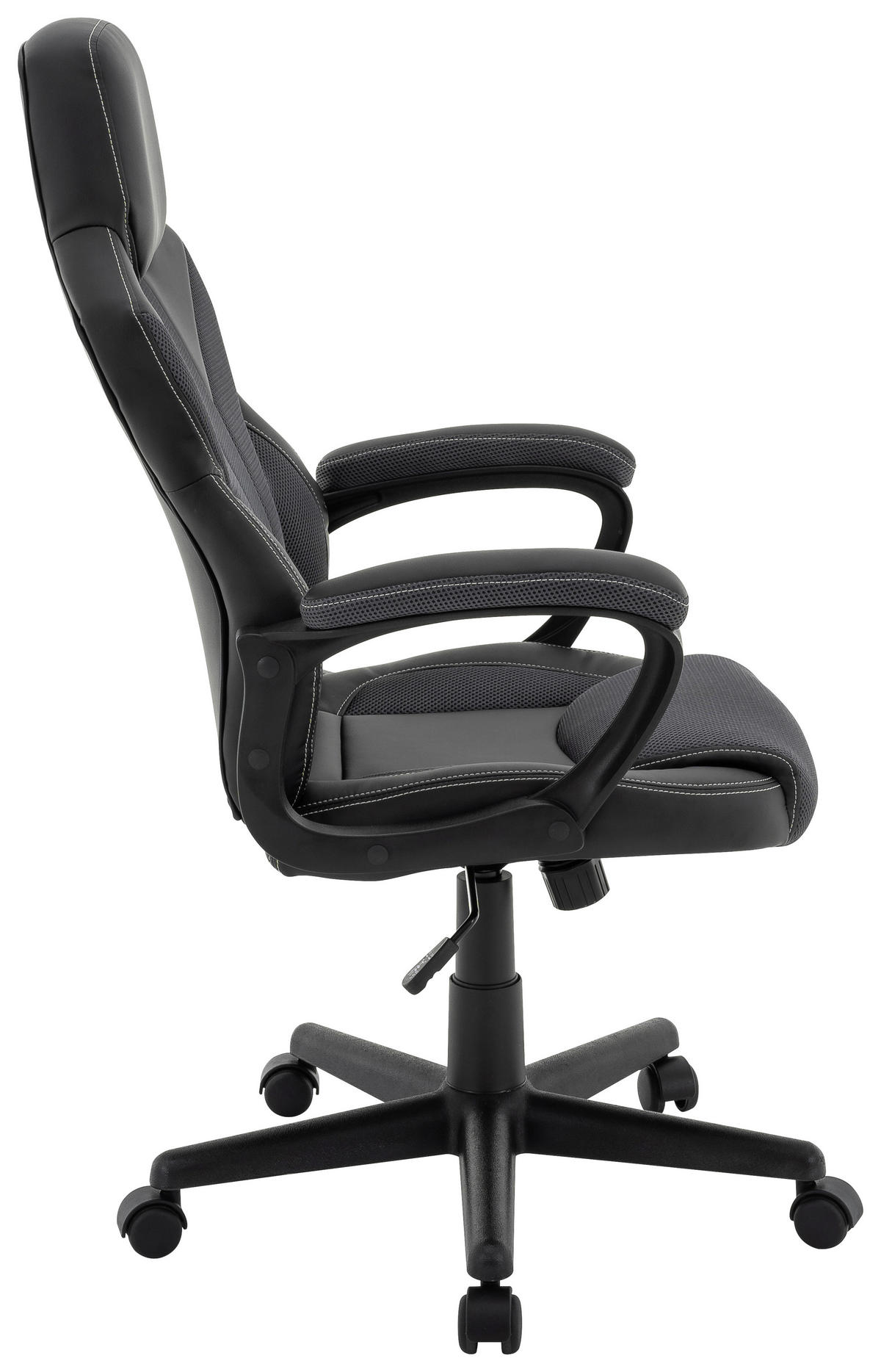 GAMINGSTUHL  in Lederlook, Netzbespannung Grau, Schwarz  - Schwarz/Grau, Design, Kunststoff/Textil (64/103-113,5/71cm) - Xora