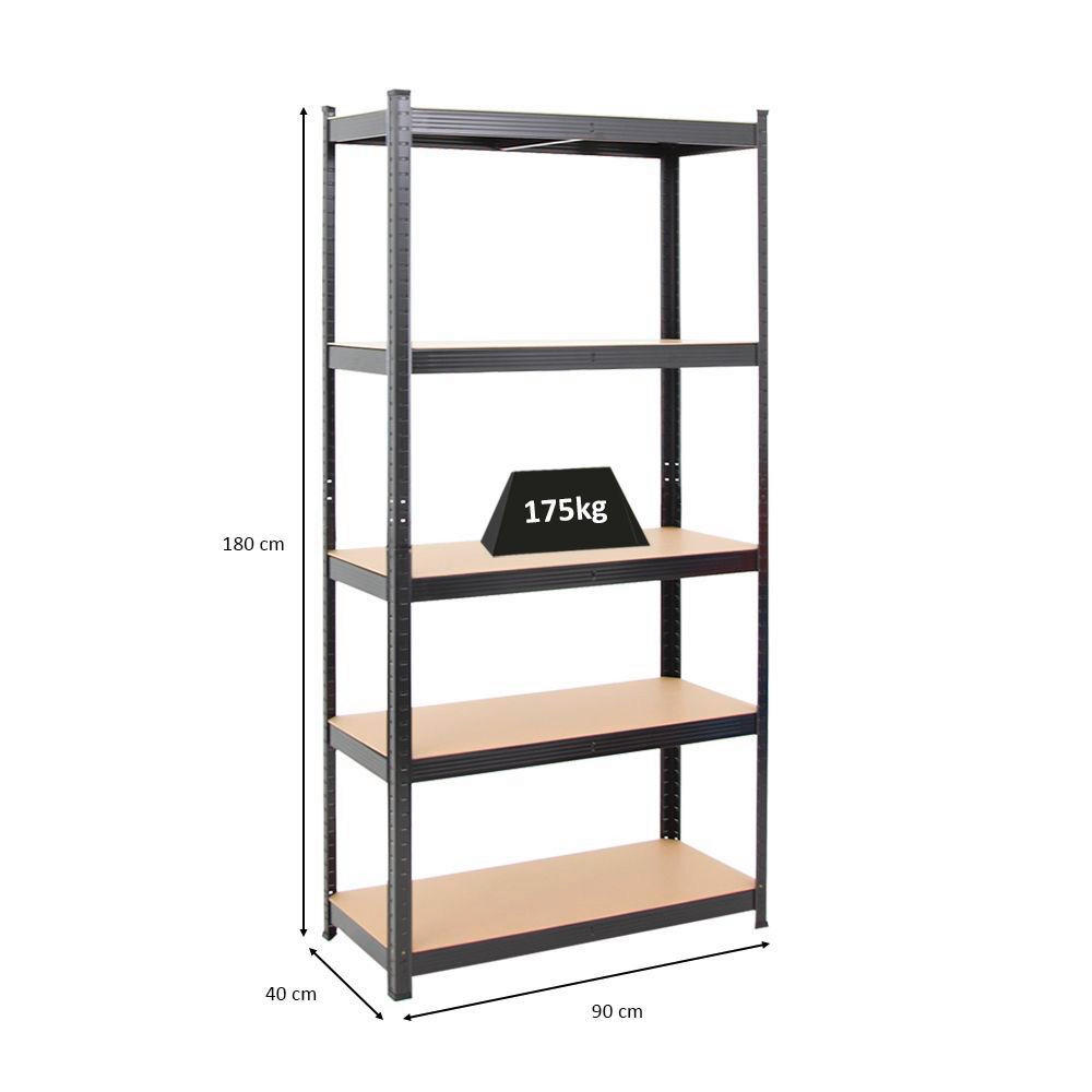 SCHWERLASTREGAL  - Schwarz, KONVENTIONELL, Holzwerkstoff/Metall (90/40/180cm) - Xora