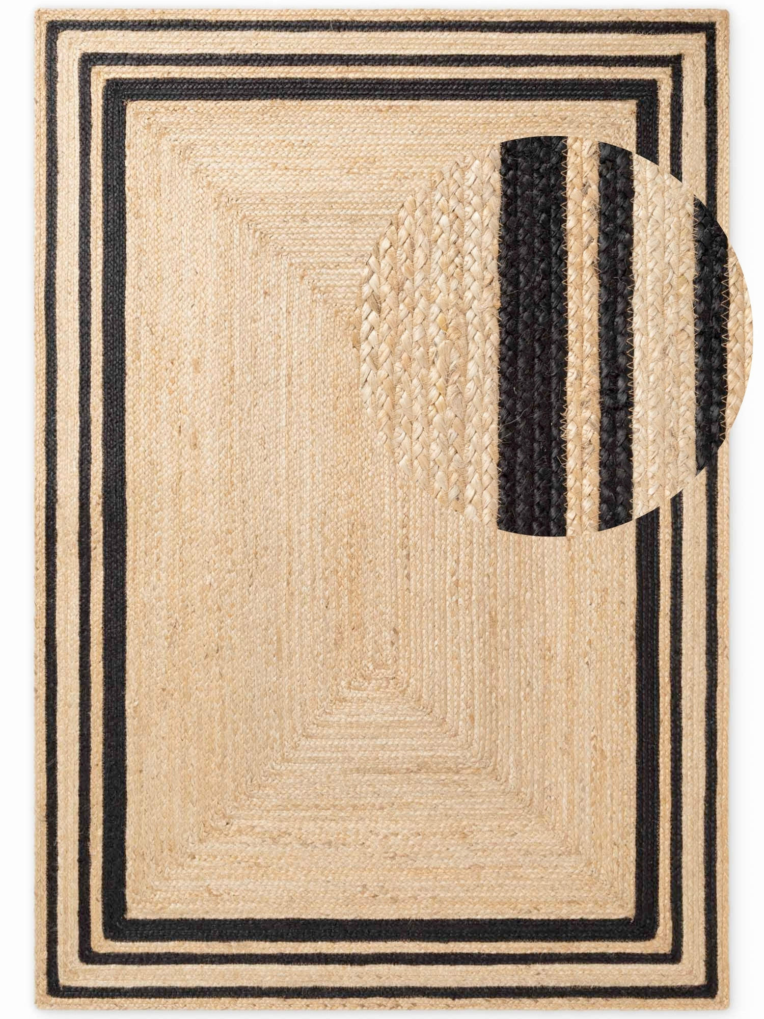 JUTETEPPICH Wohnzimmer 80/150 cm Looma Schwarz, Goldbraun rechteckig  - Goldbraun/Schwarz, Basics, Textil (80/150cm) - Hanse Home