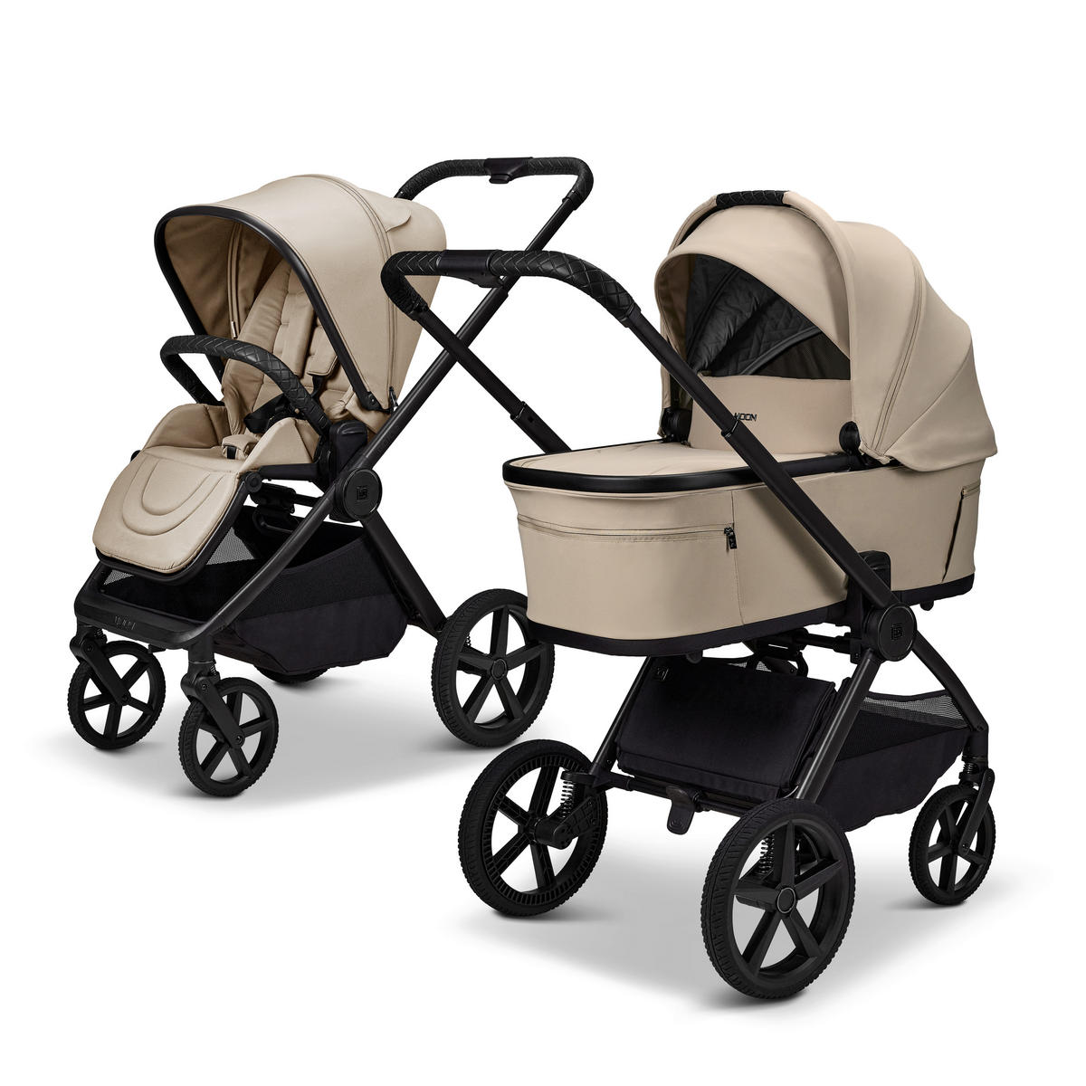 KINDERWAGENSET GIO FOLD ETPU SET  - Sandfarben/Schwarz, Basics, Textil/Metall (120/58/92cm) - Moon Edition