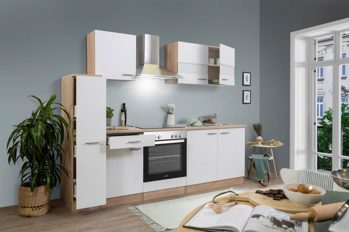 MODULKÖK 240 cm   i vit  - stålfärgad/vit, Basics, metall/trämaterial (240cm) - Respekta