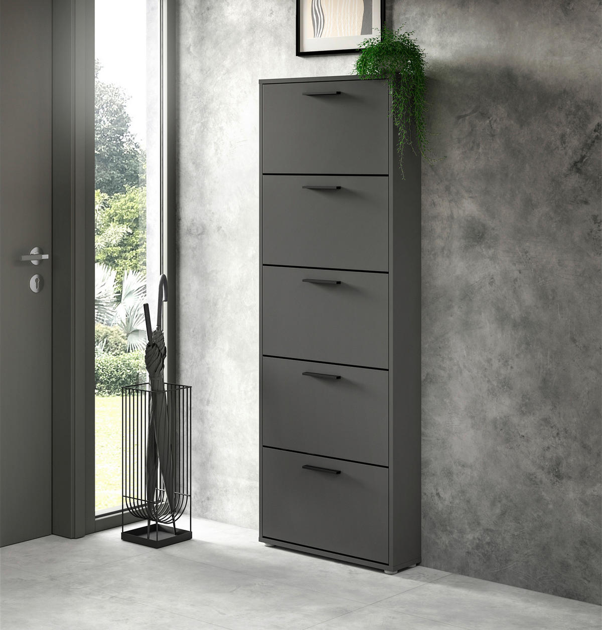 OMARA Z LOPUTAMI ZA ČEVLJE antracit - srebrne barve/črna, Design, umetna masa/leseni material (59/169cm) - Carryhome