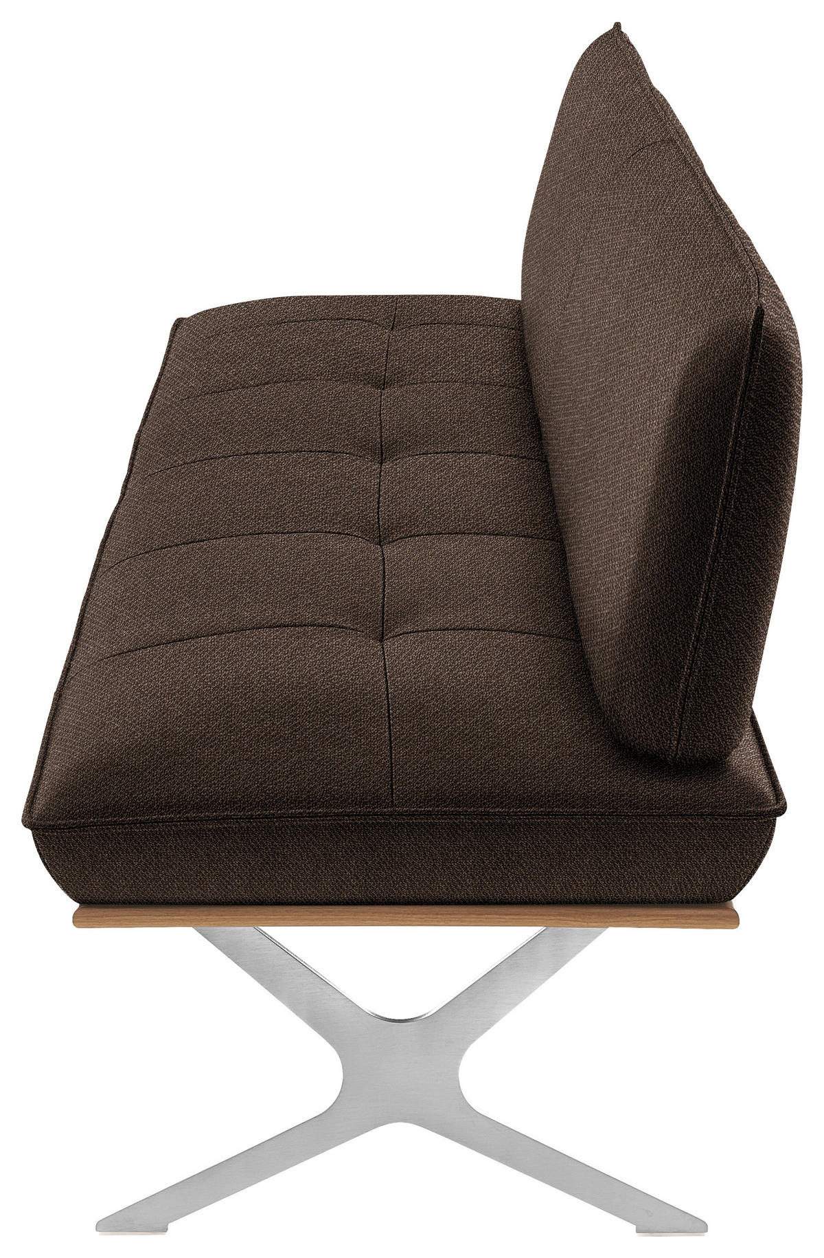 SITZBANK 214/88/66 cm  in Braun, Nussbaumfarben, Nickelfarben  - Edelstahlfarben/Nussbaumfarben, Design, Holz/Textil (214/88/66cm) - Koinor