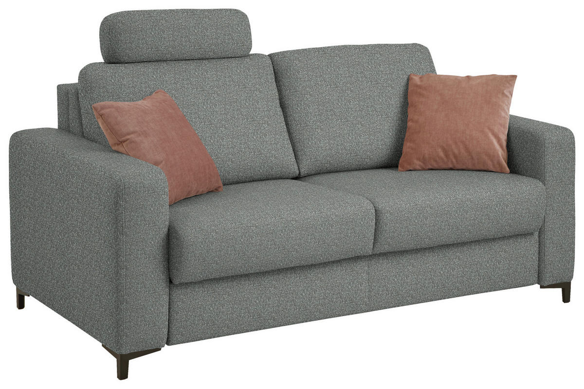 SCHLAFSOFA Webstoff Grau Fussart wählbar, Stoffauswahl, Schlafen auf Sitzhöhe, Armteil rechts, Armteil links, Rückenfutter  - Schwarz/Grau, Konventionell, Textil/Metall (196/87/103cm) - Dieter Knoll