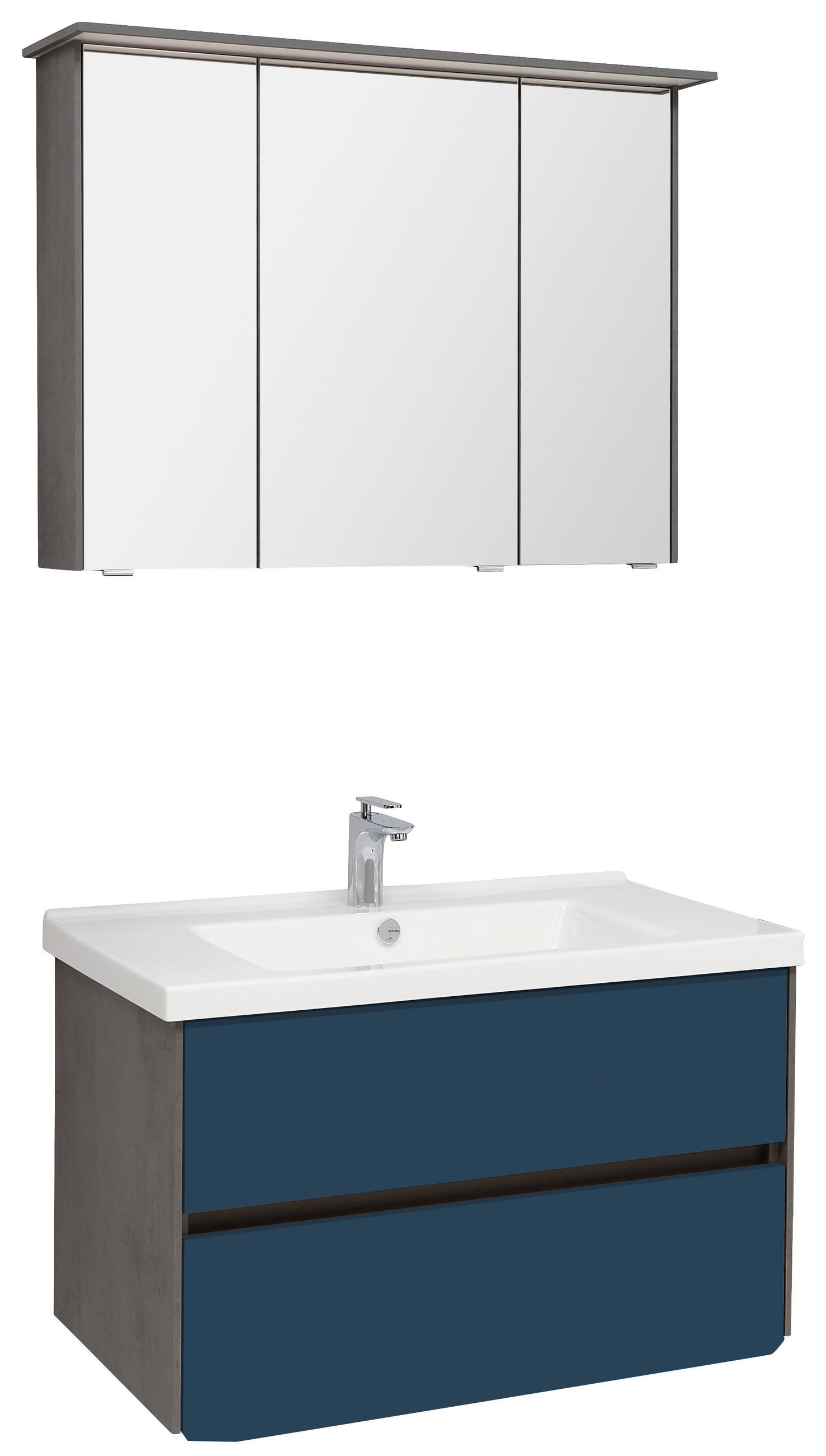 BADEZIMMER  in 92 cm  - Blau/Dunkelgrau, KONVENTIONELL, Glas/Keramik (92cm) - Dieter Knoll