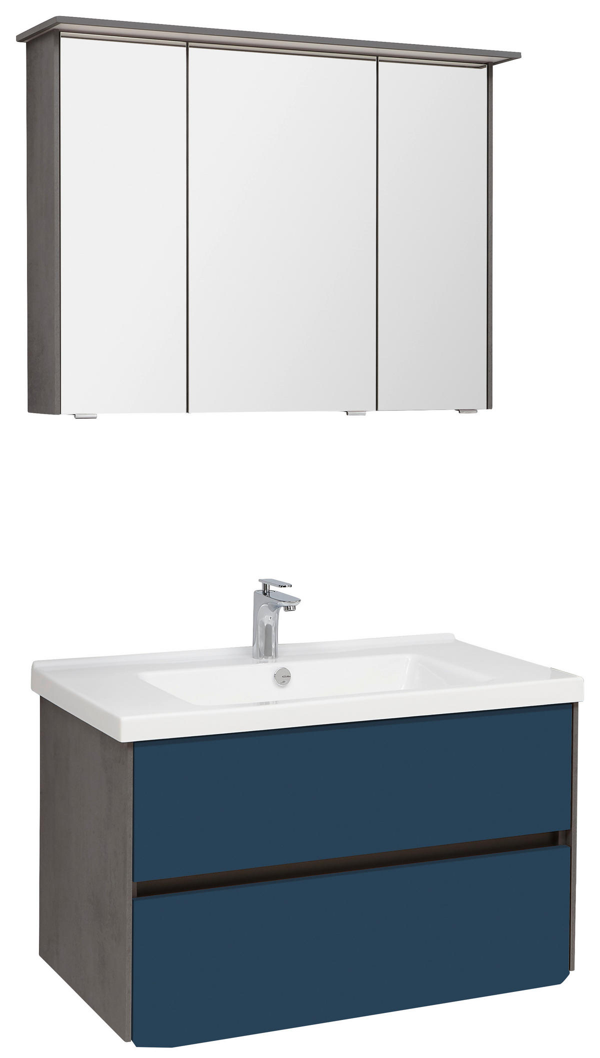 BADEZIMMER  in 92 cm  - Blau/Dunkelgrau, KONVENTIONELL, Glas/Keramik (92cm) - Dieter Knoll