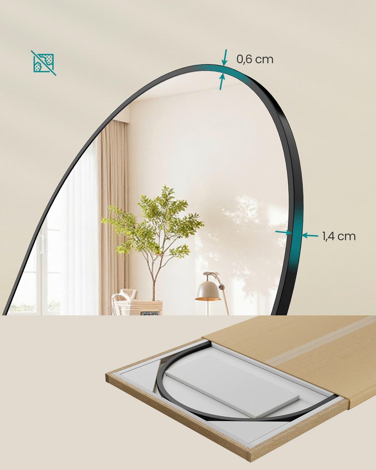 STANDSPIEGEL 60/165/33 cm  - Schwarz, Trend, Glas/Metall (60/165/33cm) - Boxxx
