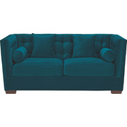 2,5-SITZER Mikrofaser Petrol - Wengefarben/Petrol, Design, Holz/Textil (178/84/98cm) - Carryhome