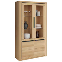 VITRINE  in vollmassiv Buche Buchefarben - Buchefarben/Schwarz, Design, Glas/Holz (108/199/40cm) - Livetastic