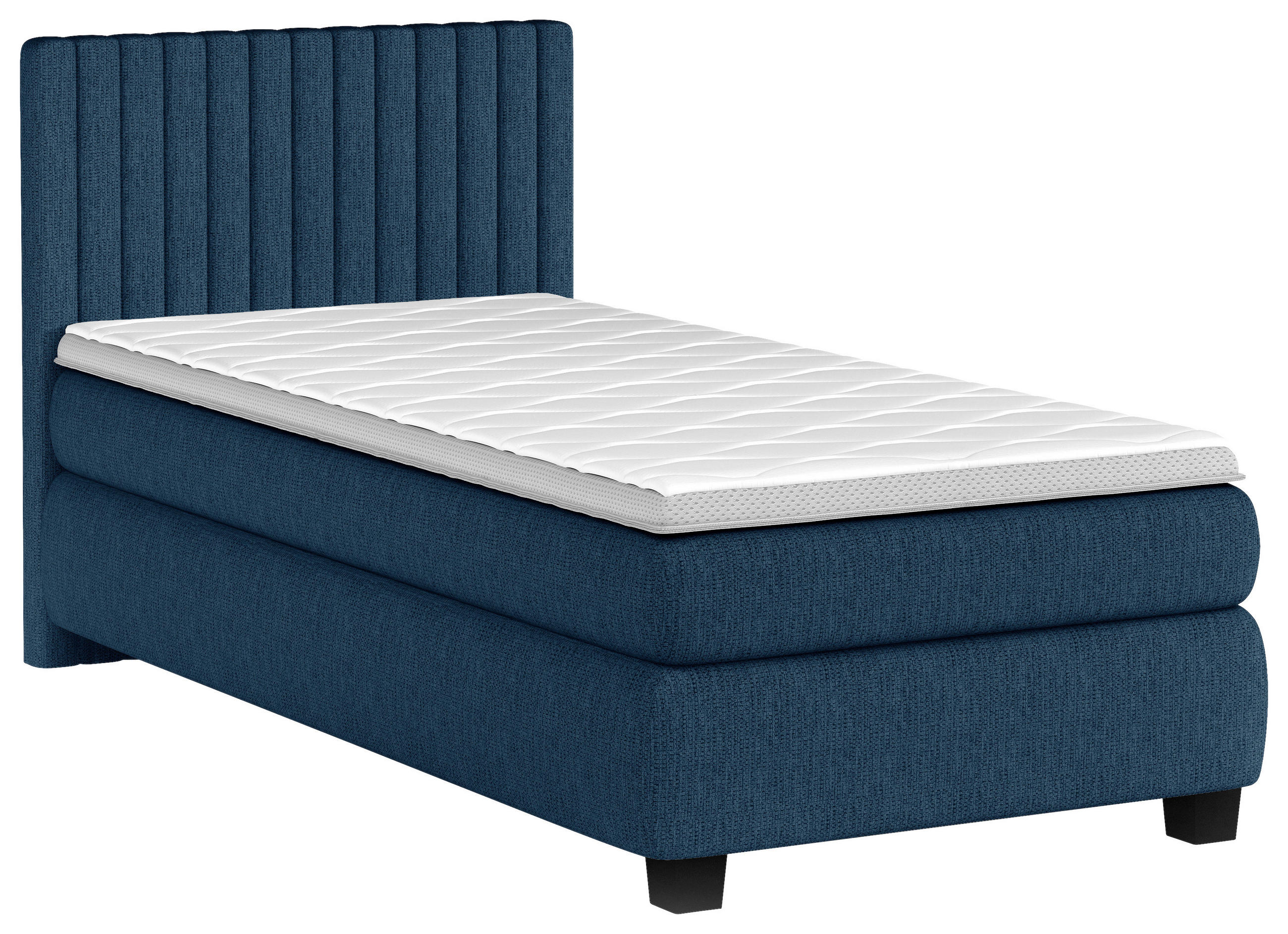 BOXSPRINGBETT 90/200 cm  in Dunkelblau  - Schwarz/Dunkelblau, Design, Holz/Holzwerkstoff (90/200cm) - Stylife