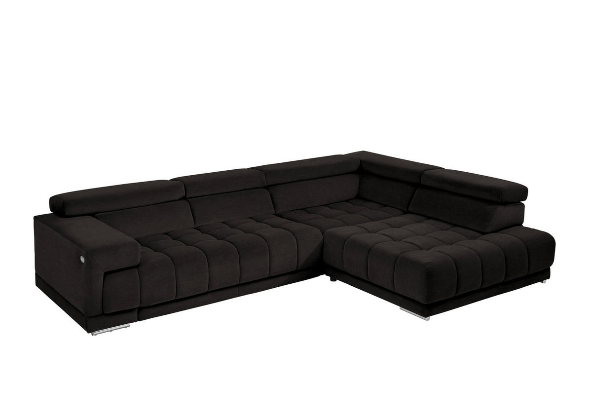 ECKSOFA in Mikrofaser Schwarzbraun  326/222 cm  - Chromfarben/Schwarzbraun, Design, Textil/Metall (326/222cm) - Beldomo Speed