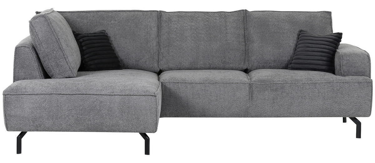 ECKSOFA in Teddystoff Grau  - Anthrazit/Schwarz, Konventionell, Textil/Metall (190/270cm) - Carryhome