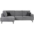 ECKSOFA Grau Teddystoff  - Anthrazit/Schwarz, KONVENTIONELL, Textil/Metall (190/270cm) - Carryhome