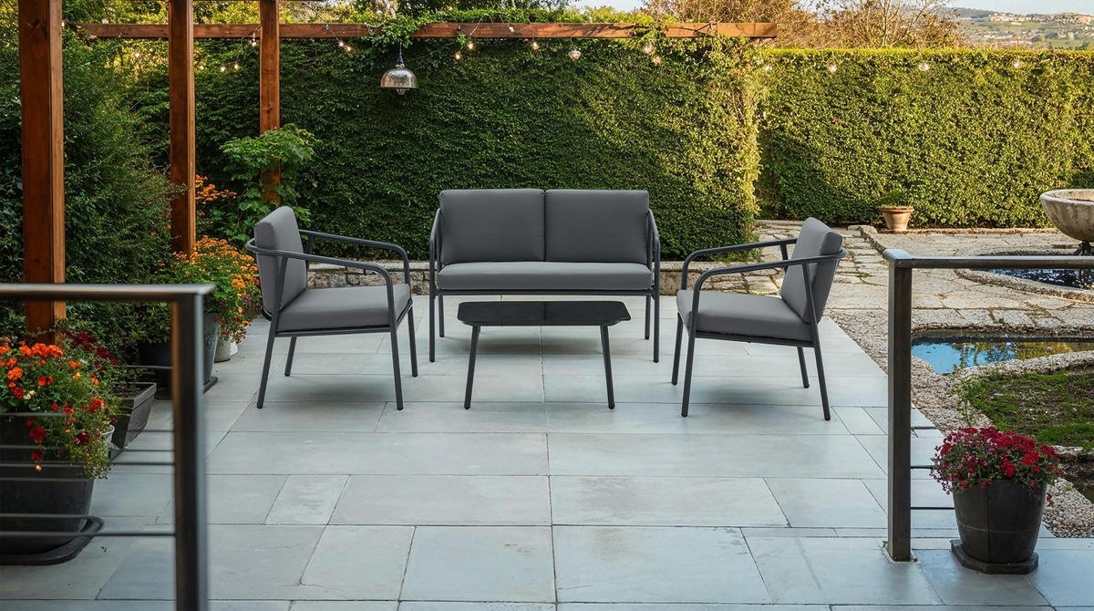 VRTNI SET   železo   antracit, črna antracit, siva, črna    - črna/siva, Moderno, kovina/steklo - Ambia Garden