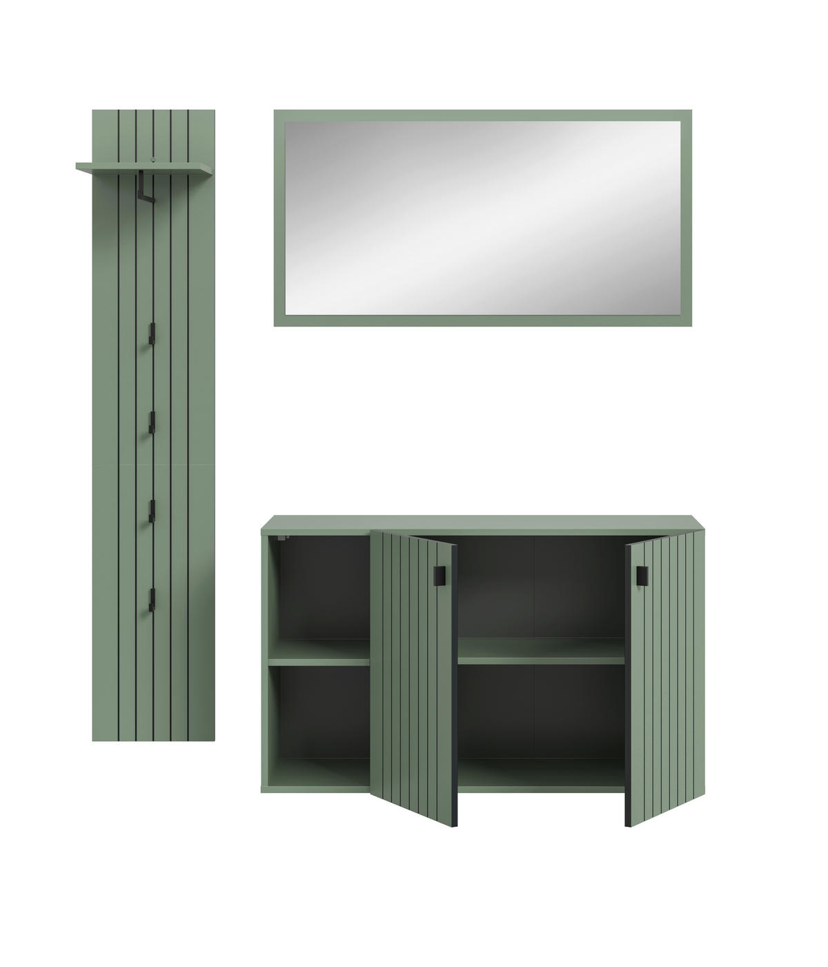 GARDEROBE 3-teilig  in 152/192/37 cm  - Graugrün, Design, Holzwerkstoff (152/192/37cm) - MID.YOU