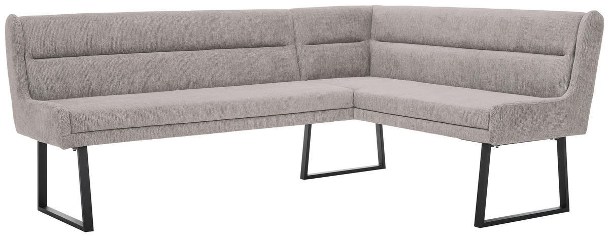 ECKBANK 217/159 cm Webstoff Schwarz, Hellgrau   - Hellgrau/Schwarz, Design, Textil/Metall (217/159cm) - Novel