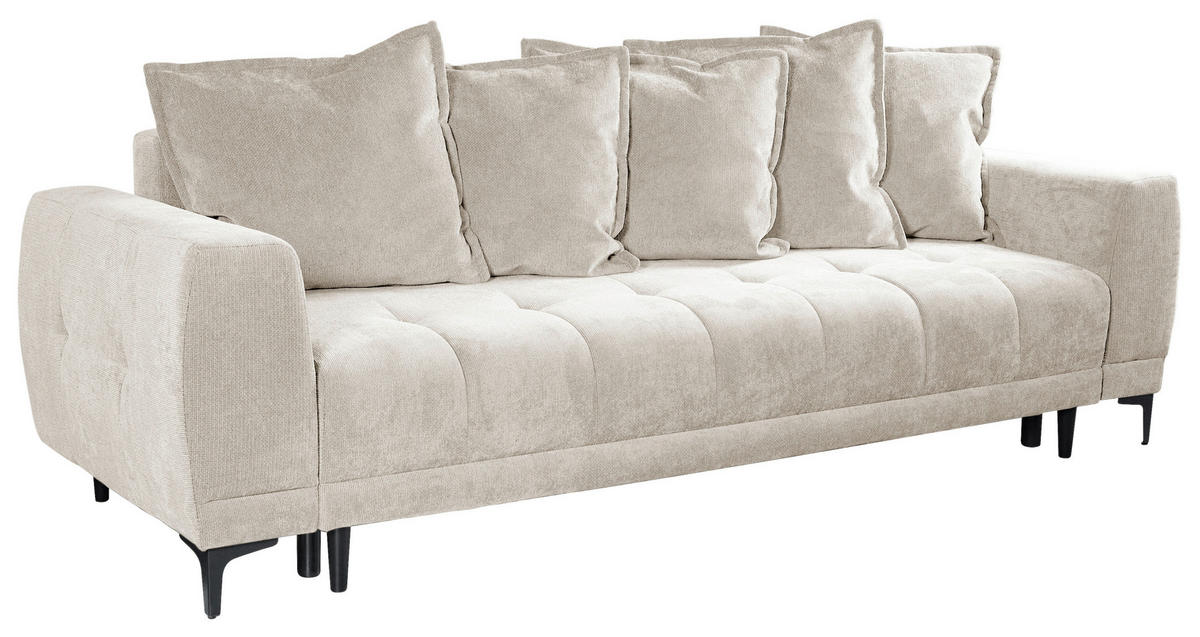 SCHLAFSOFA in Struktur Creme  - Creme/Schwarz, Design, Holz/Holzwerkstoff (247/94/90cm) - MID.YOU