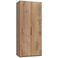 DREHTÜRENSCHRANK 100/236/58 cm,  in Eichefarben, 2 Tür(en)  - Chromfarben/Eichefarben, MODERN, Holzwerkstoff (100/236/58cm) - MID.YOU