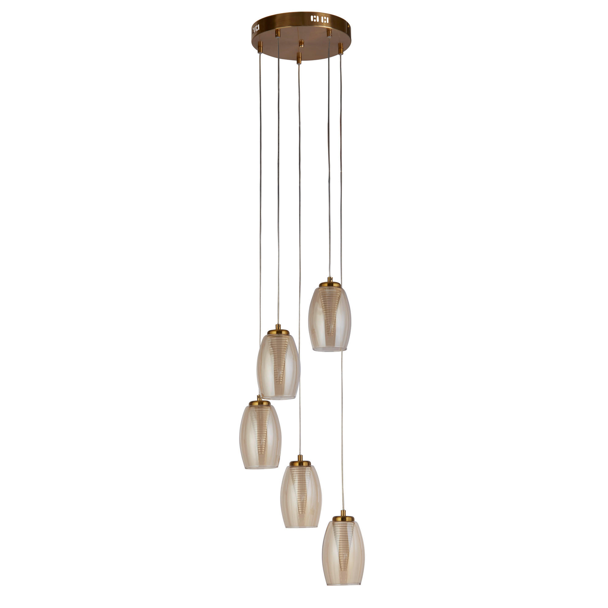 LED-PENDELLEUCHTE Cyclone 35/150 cm   - Champagner, Design, Glas/Kunststoff (35/150cm) - Searchlight